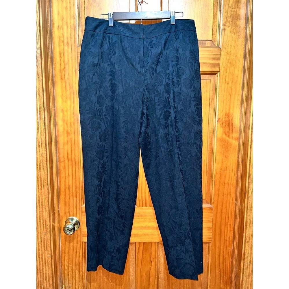 Talbots‎ RSVP Black Floral Jacquard Dress Pants Stretch Straight Leg Size 16